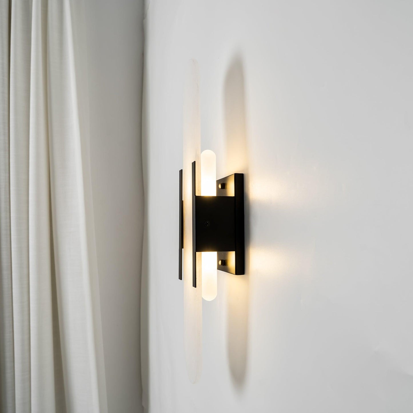 Alabaster Wall Lamp Set | Hand-Crafted Brass Accents | 2 Lights