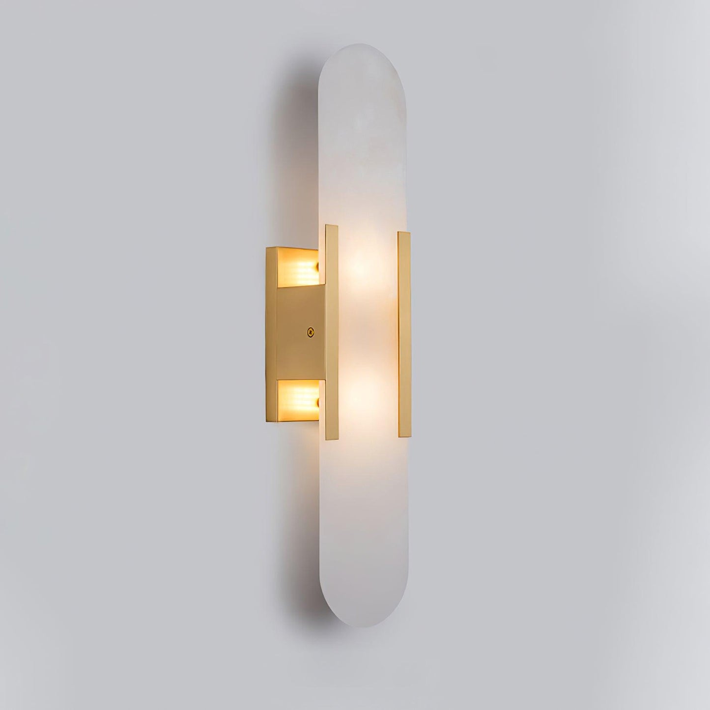 Alabaster Wall Lamp Set | Hand-Crafted Brass Accents | 2 Lights