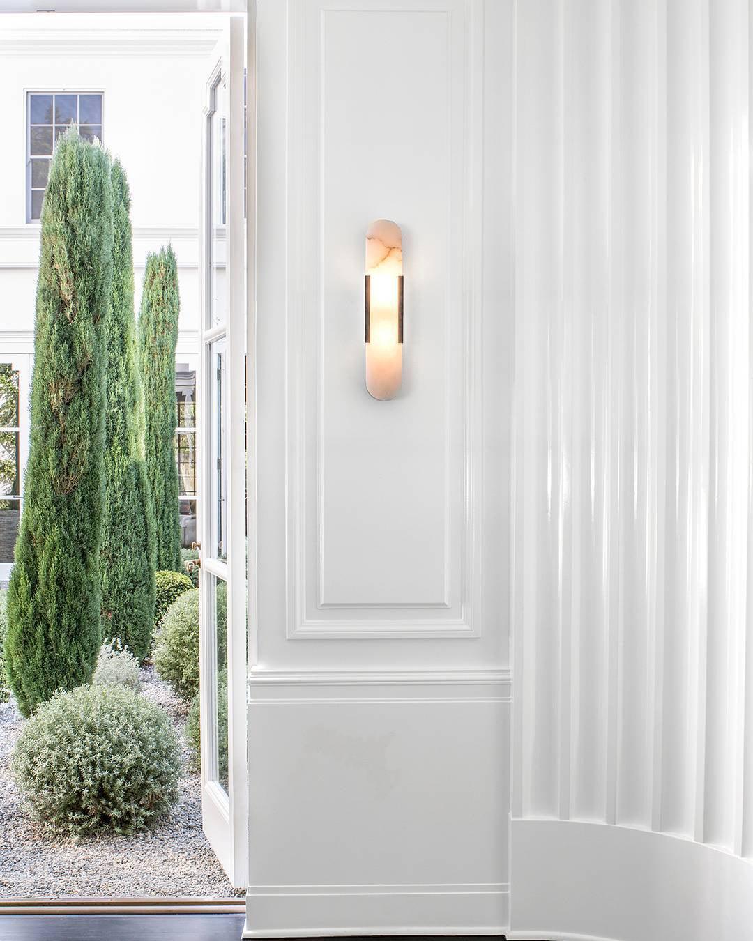 Alabaster Wall Lamp Set | Hand-Crafted Brass Accents | 2 Lights