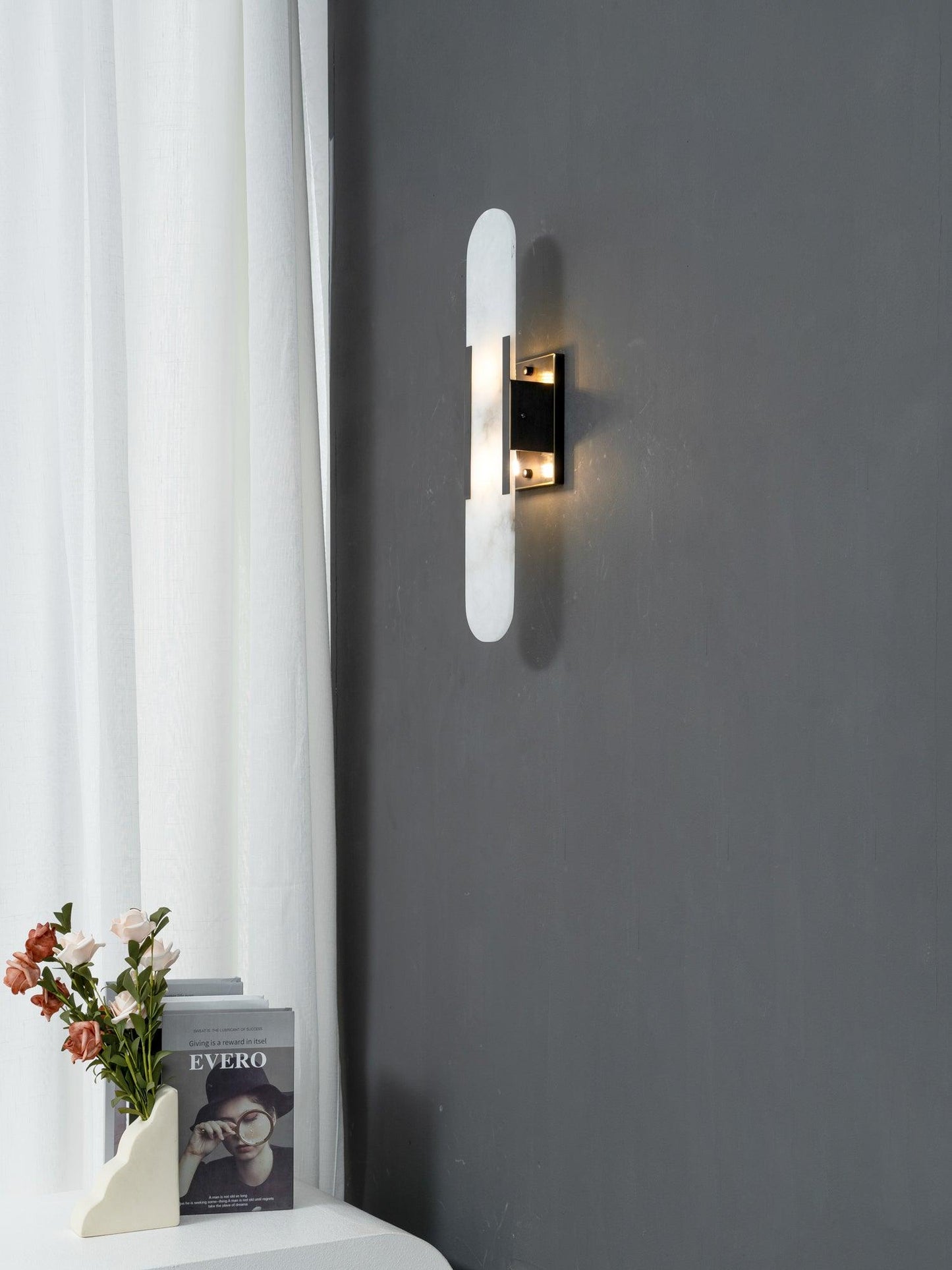 Alabaster Wall Lamp Set | Hand-Crafted Brass Accents | 2 Lights
