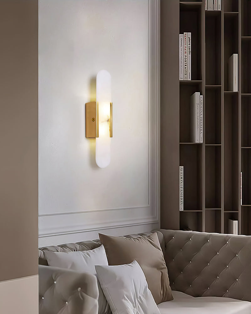 Alabaster Wall Lamp Set | Hand-Crafted Brass Accents | 2 Lights