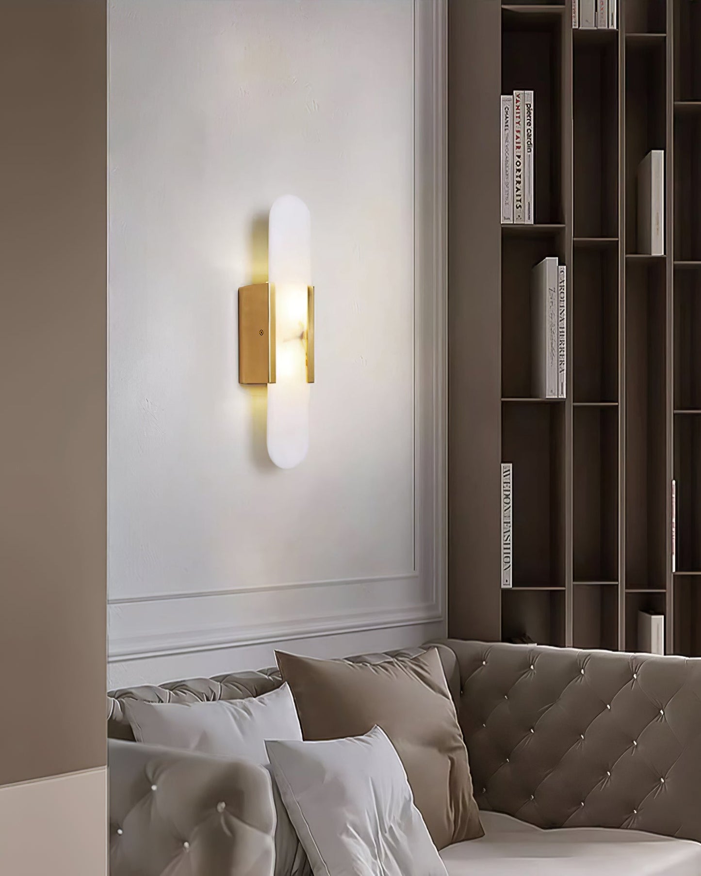 Alabaster Wall Lamp Set | Hand-Crafted Brass Accents | 2 Lights