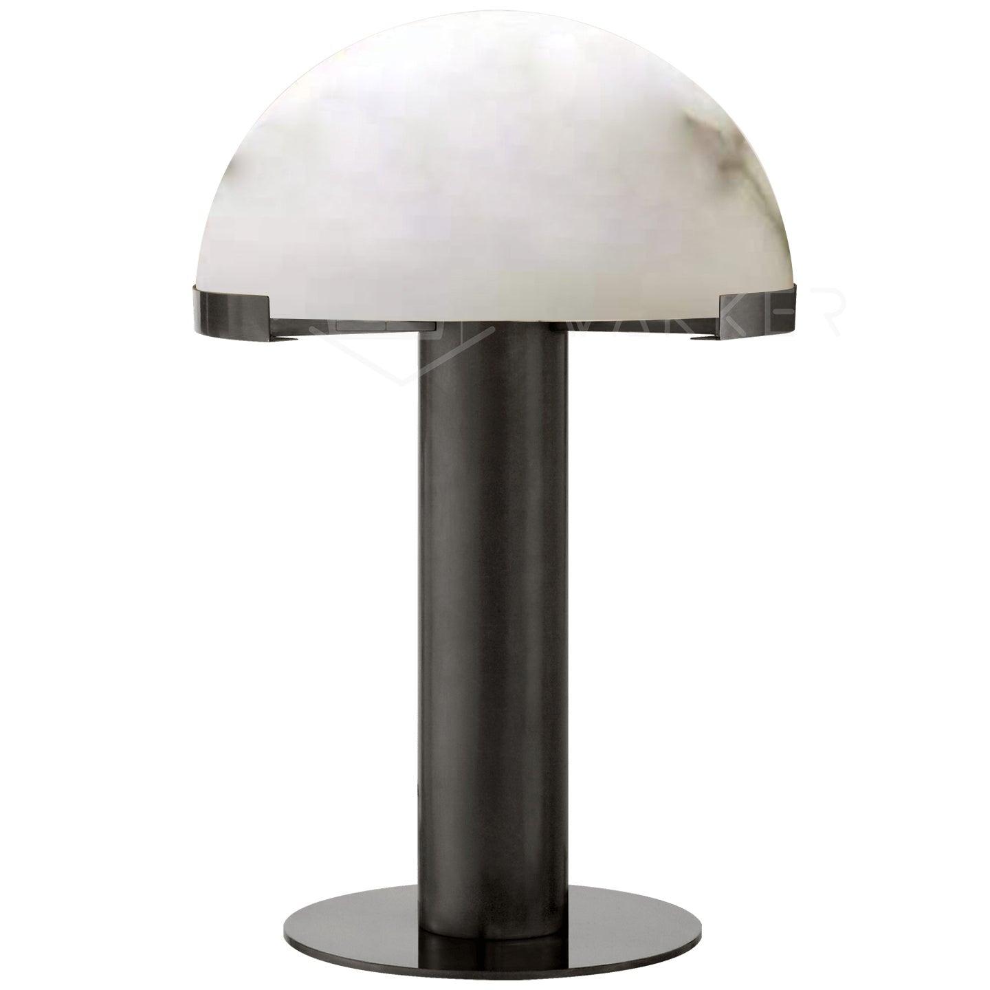 Alabaster Table Lamp | Organic Alabaster & Bronze | 30cm Diameter