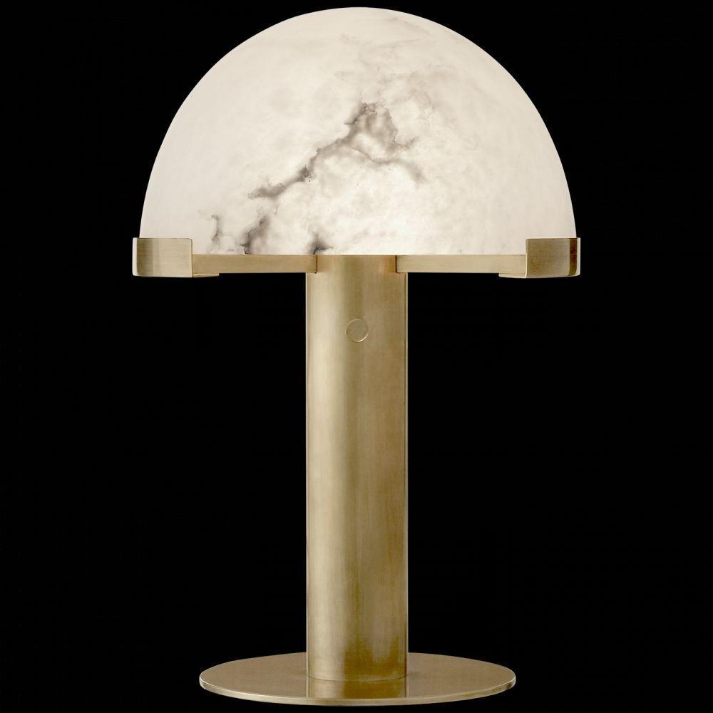 Alabaster Table Lamp | Organic Alabaster & Bronze | 30cm Diameter