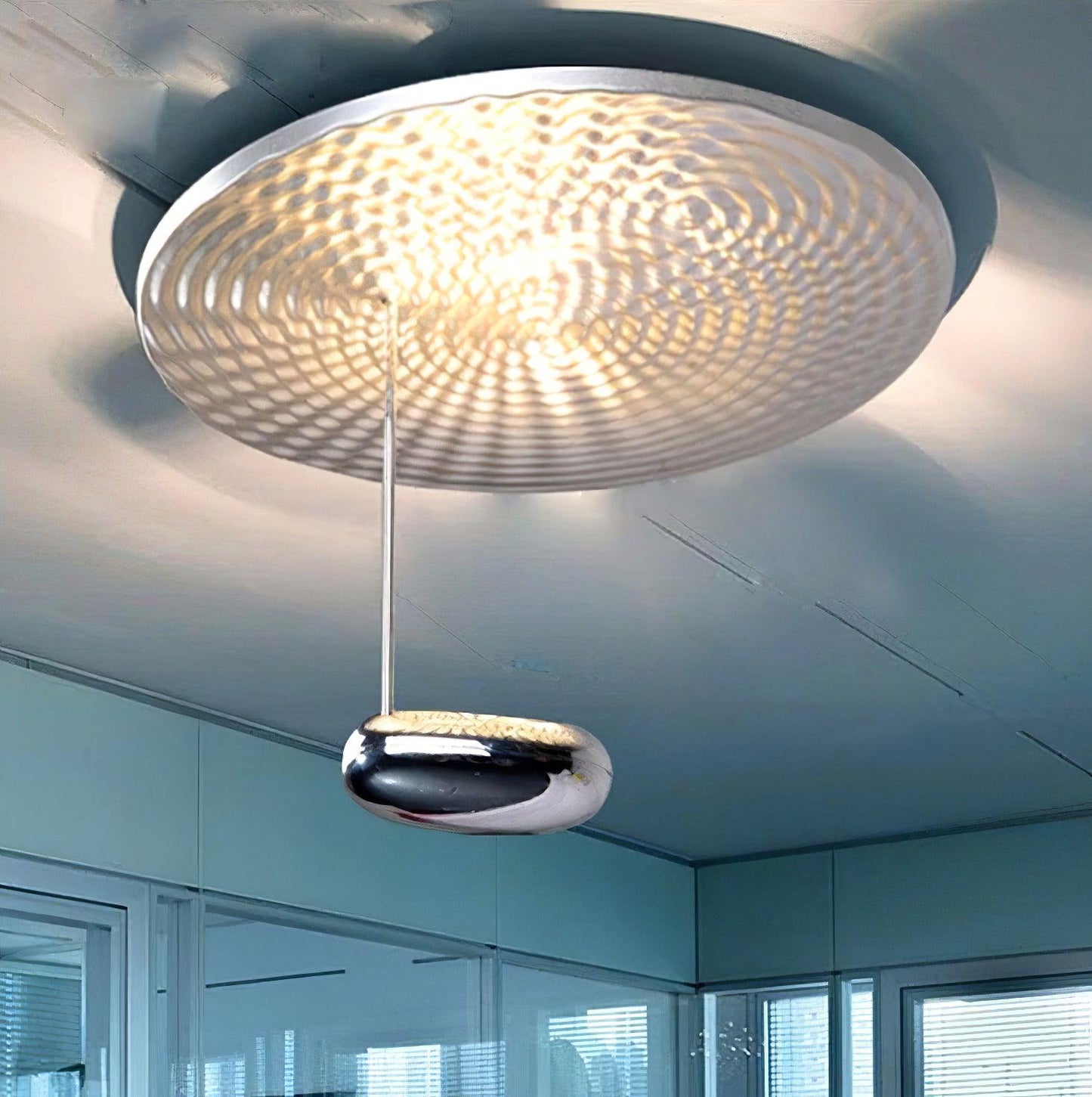Mercury Ceiling Lamp | Chrome & Gold Finish | 60cm Diameter
