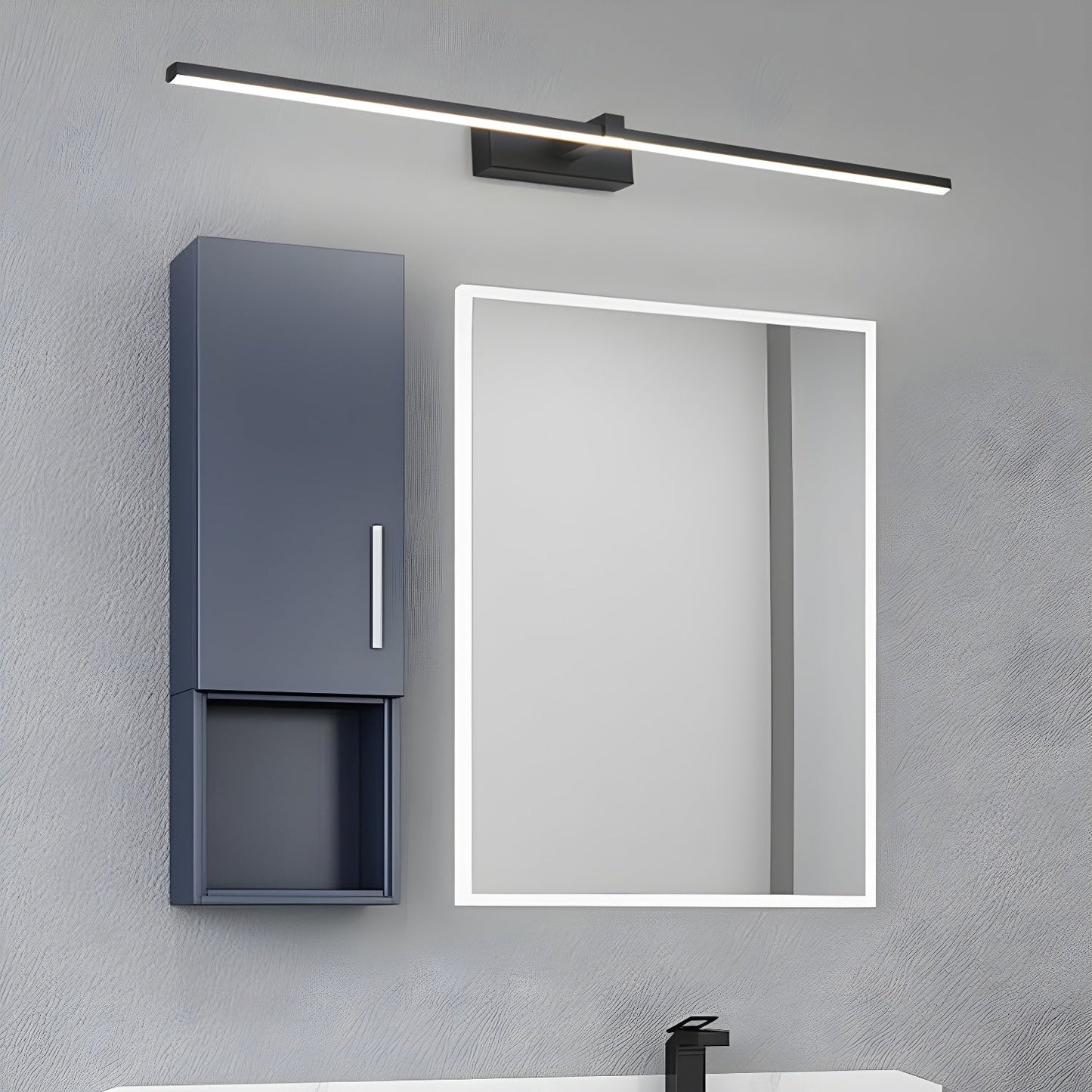Metal Linear Mirror Wall Light | Black Finish | Set of 2