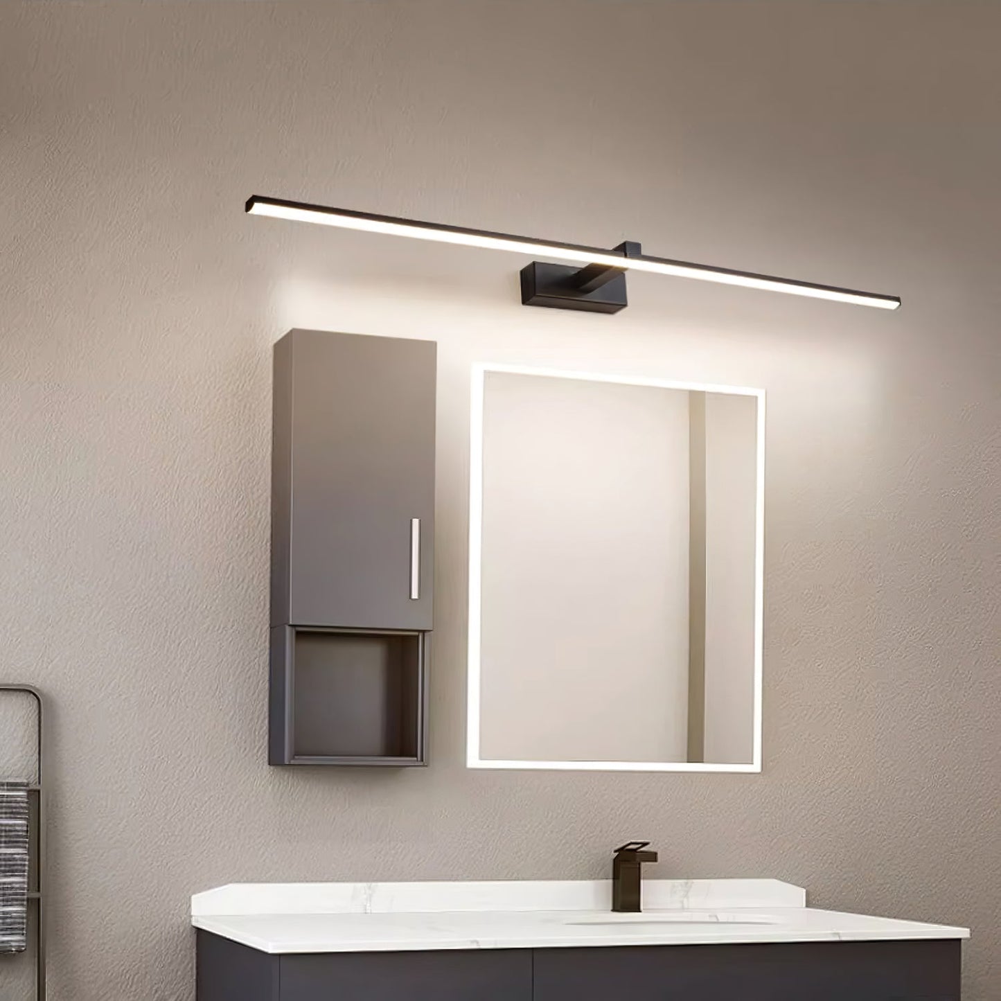 Metal Linear Mirror Wall Light | Black Finish | Set of 2