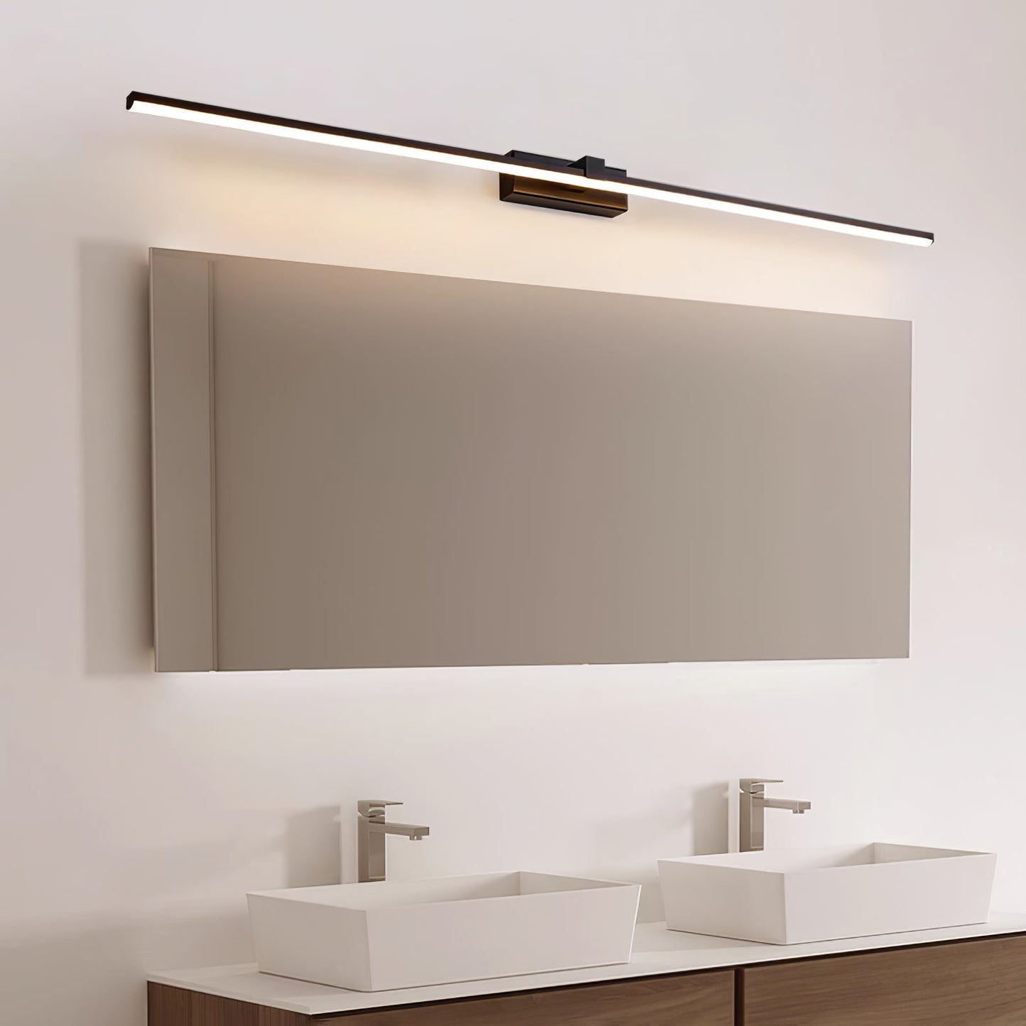 Metal Linear Mirror Wall Light | Black Finish | Set of 2