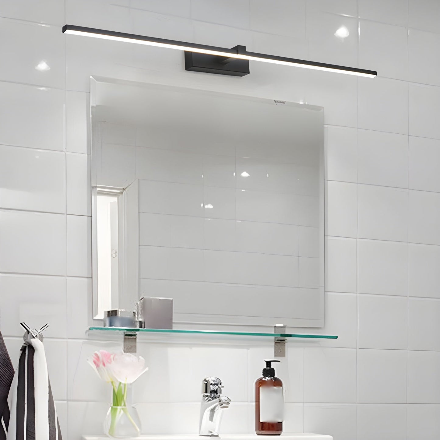Metal Linear Mirror Wall Light | Black Finish | Set of 2