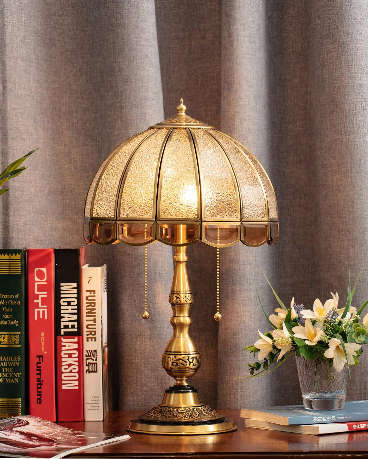Table Lamp | Electroplated Brass Gold & Opaque Glass | 30cm Diameter