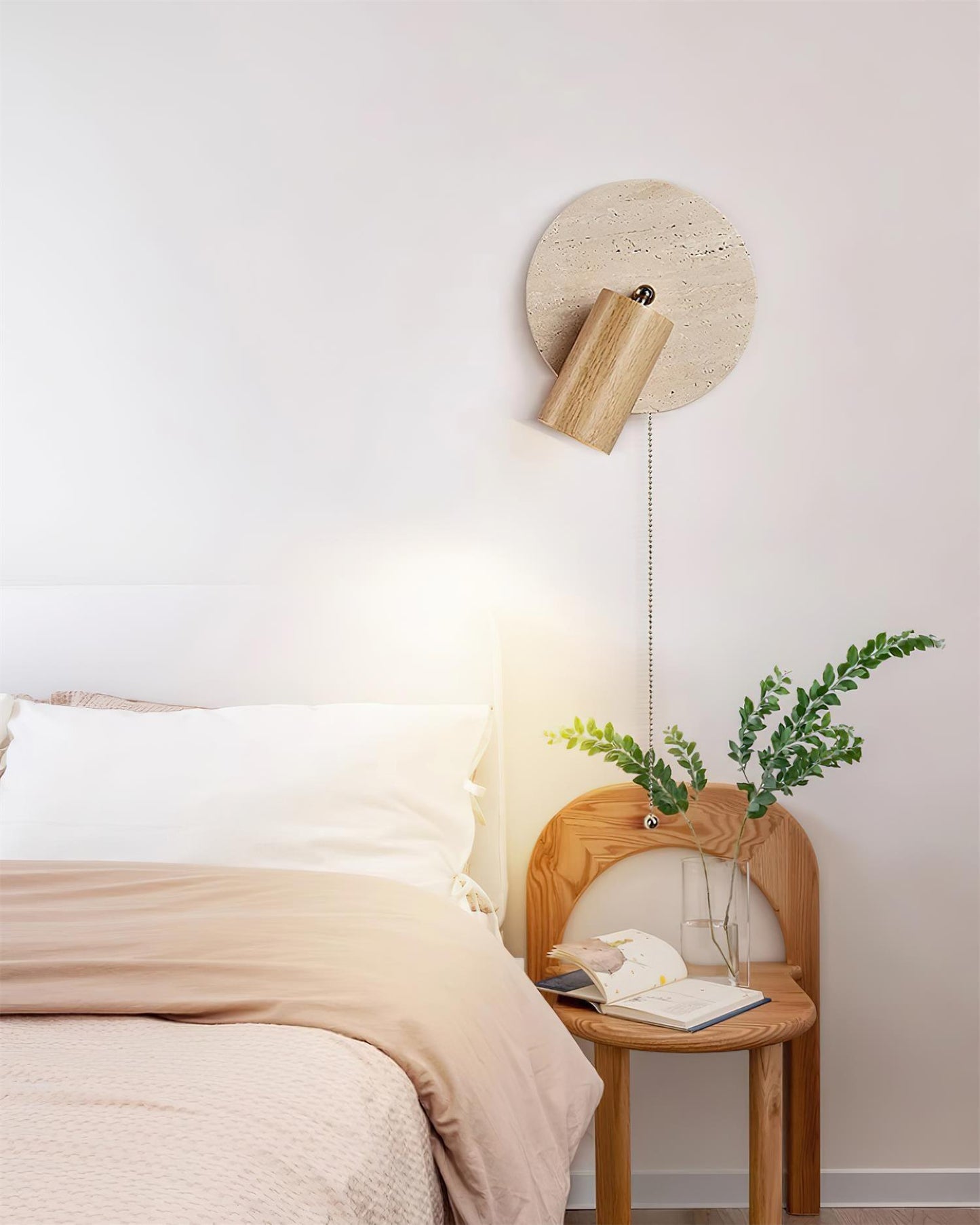 Miadi Wall Lamp | Travertine & Wood | Gold, Black, Walnut, Wood Color