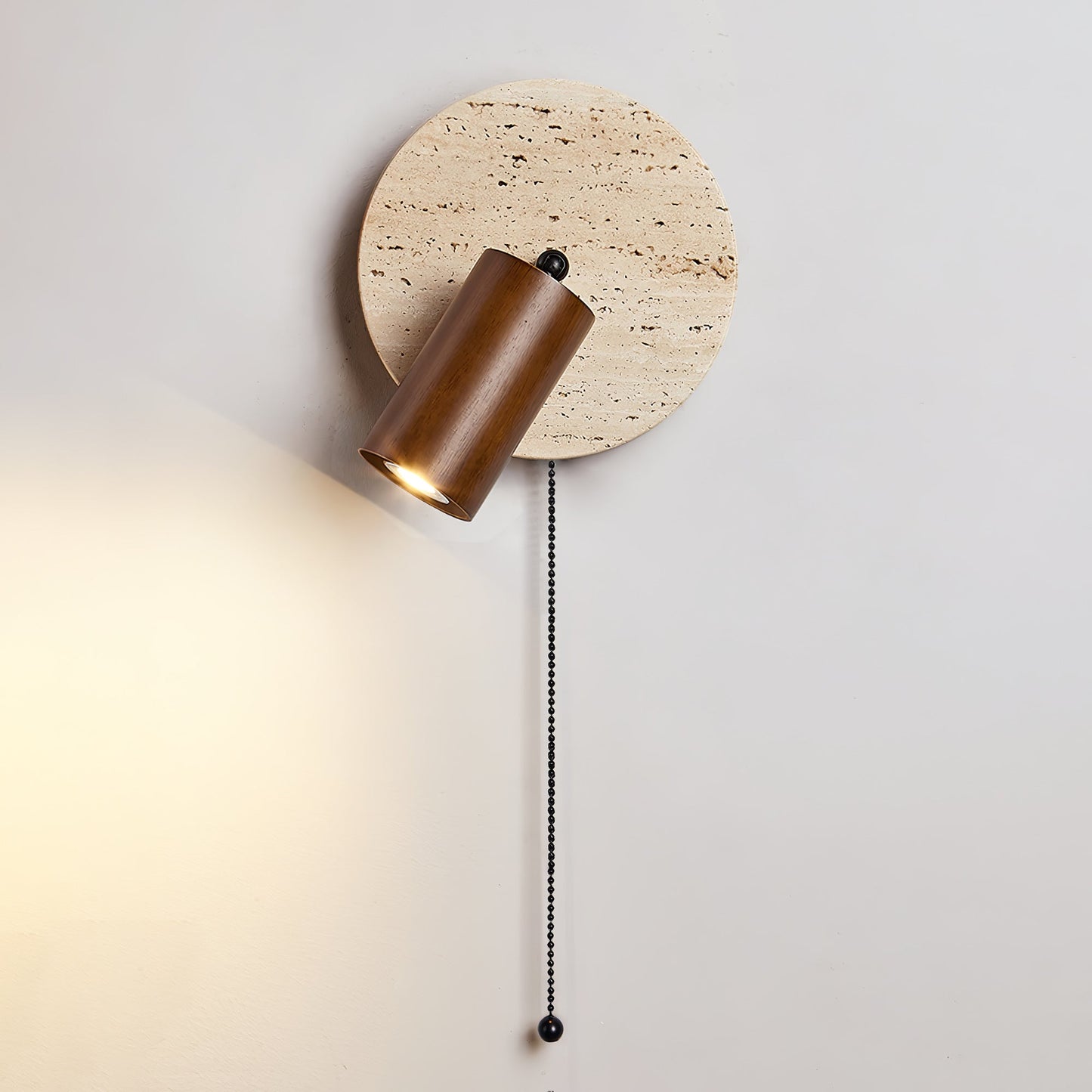 Miadi Wall Lamp | Travertine & Wood | Gold, Black, Walnut, Wood Color