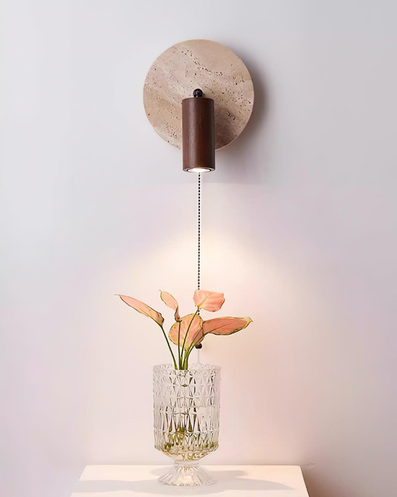 Miadi Wall Lamp | Travertine & Wood | Gold, Black, Walnut, Wood Color