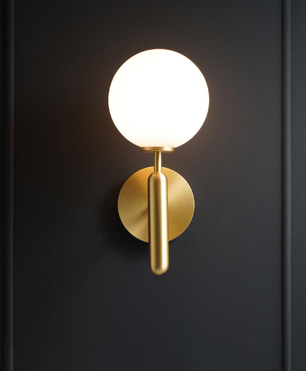 Nordica Wall Lamp | Brass & Glass | Clear & White Shades