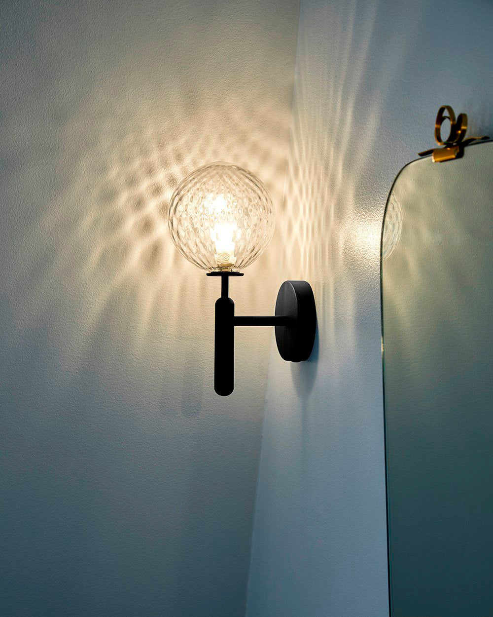 Nordica Wall Lamp | Brass & Glass | Clear & White Shades