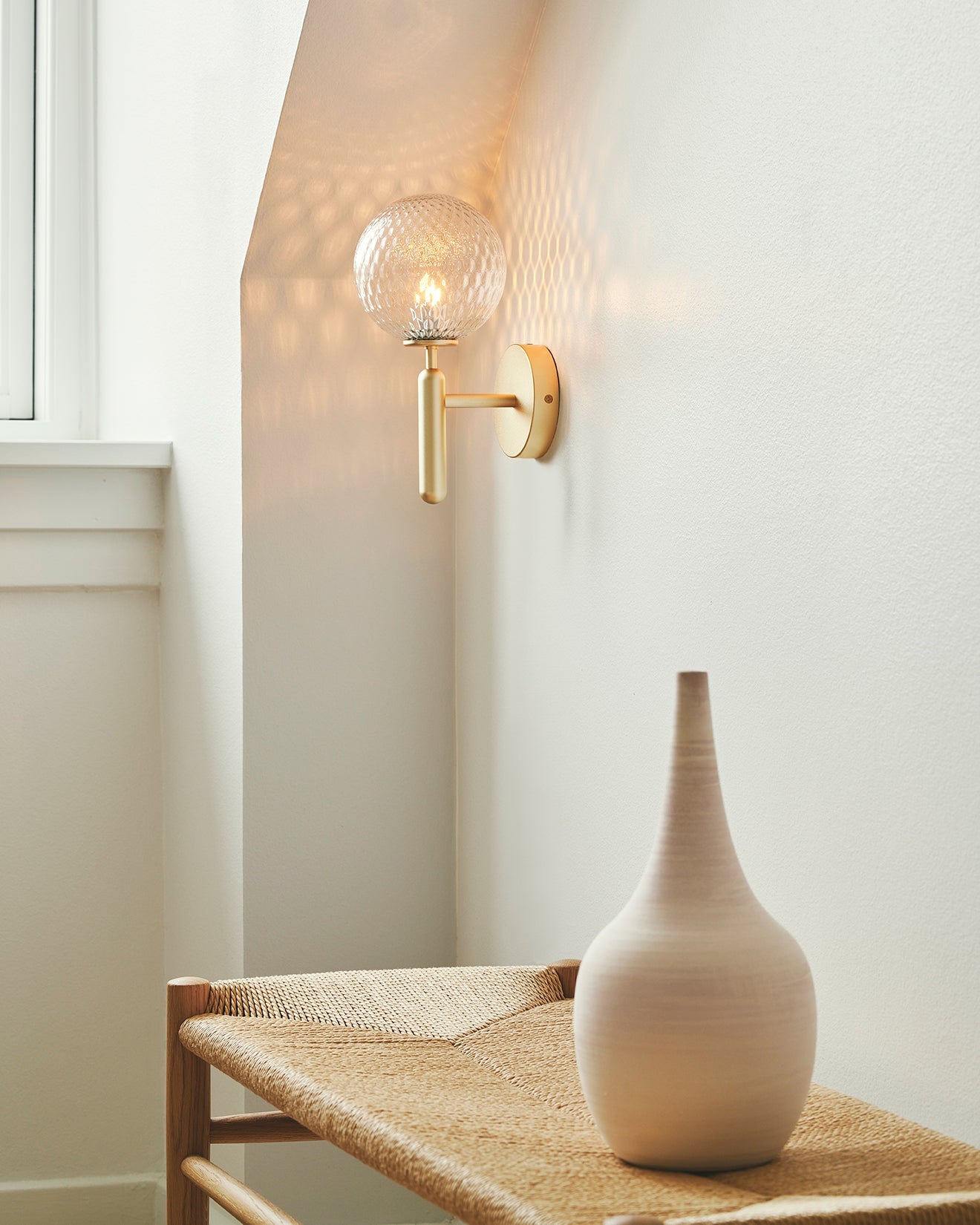 Nordica Wall Lamp | Brass & Glass | Clear & White Shades