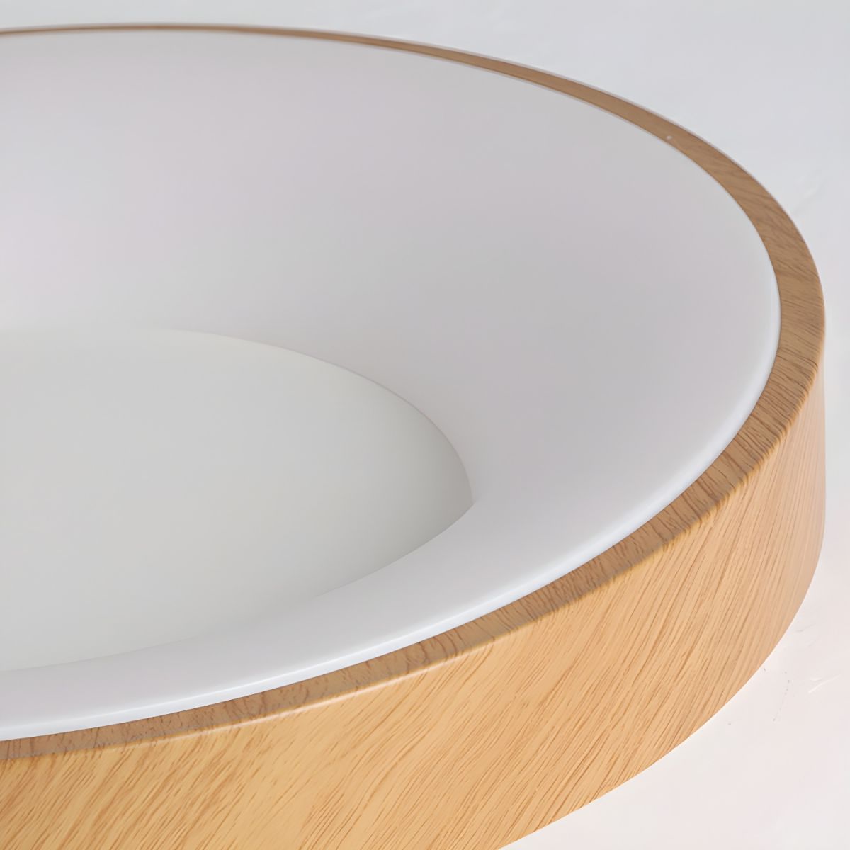 Mila Round Flush Mount Ceiling Lamp | Wood, Metal, Acrylic | White