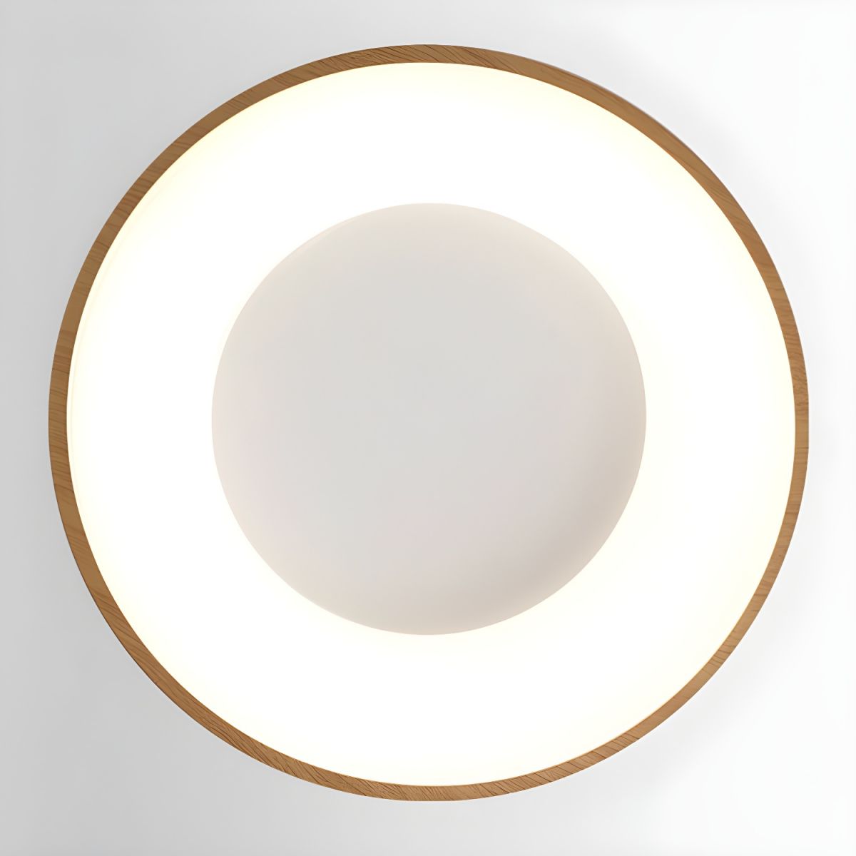 Mila Round Flush Mount Ceiling Lamp | Wood, Metal, Acrylic | White