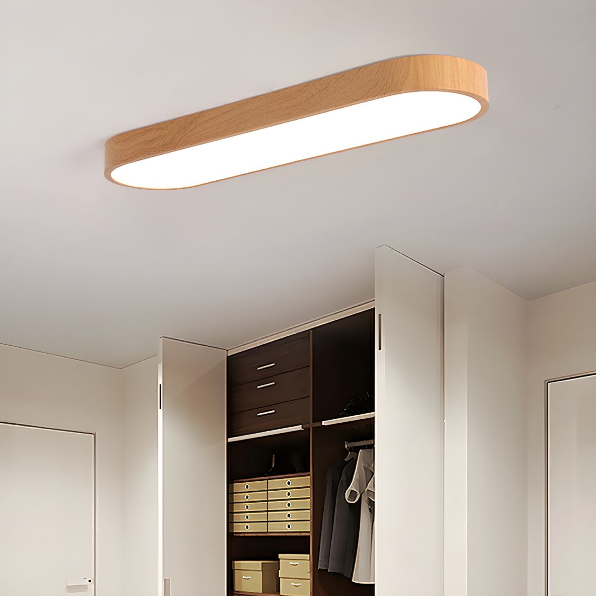 Mila Round Flush Mount Ceiling Lamp | Wood, Metal, Acrylic | White
