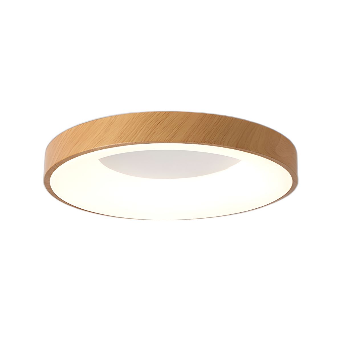 Mila Round Flush Mount Ceiling Lamp | Wood, Metal, Acrylic | White