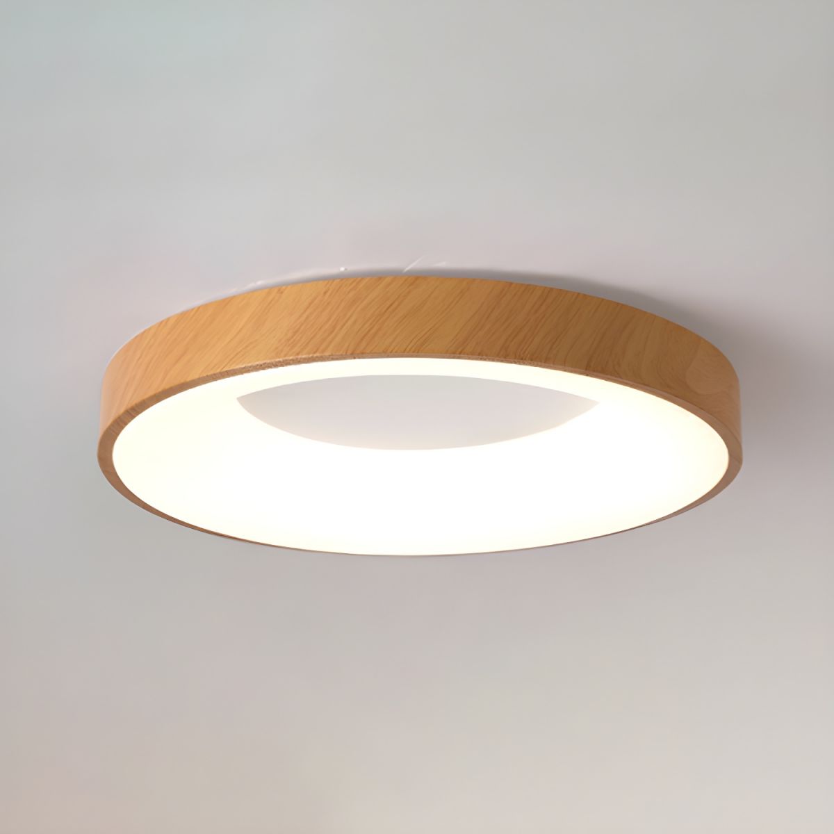 Mila Round Flush Mount Ceiling Lamp | Wood, Metal, Acrylic | White