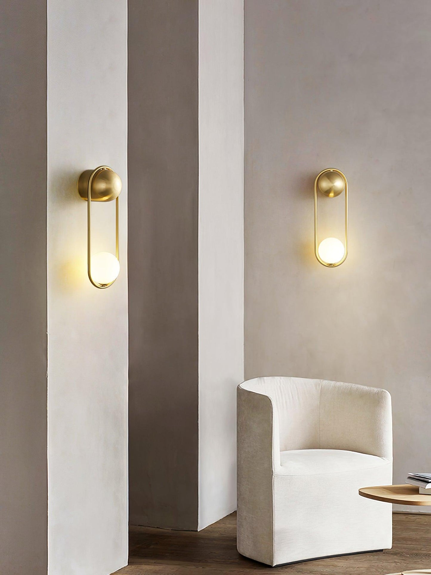 Mila Wall Lamp | Brass & Glass | Modern Design, White Shade