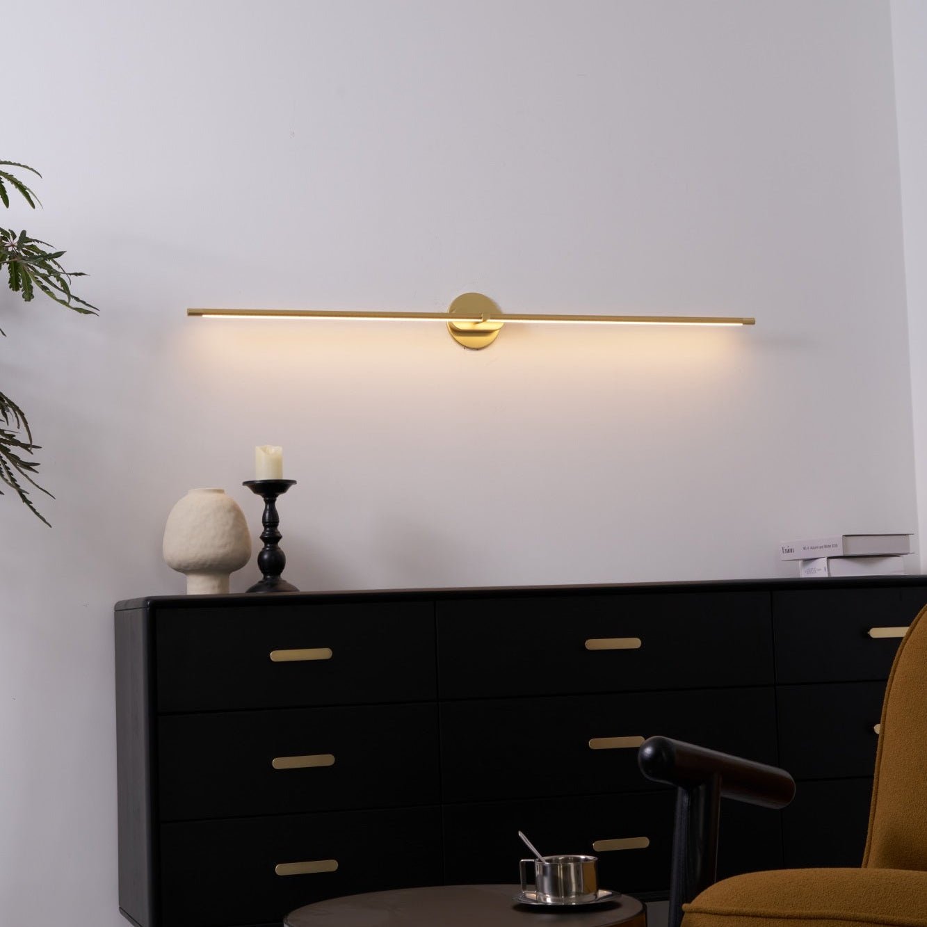 Minimalist Linear Wall Lamp | Premium Metal with Integrated LED | Available in Black or Gold
