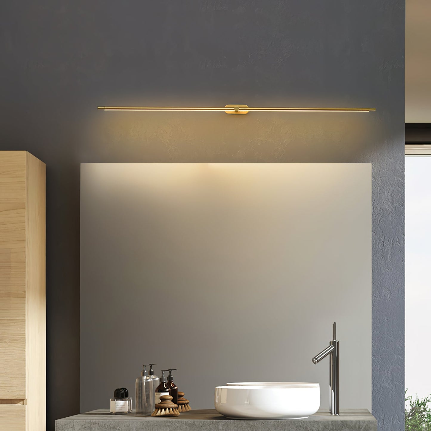 Minimalist Linear Wall Lamp | Premium Metal with Integrated LED | Available in Black or Gold