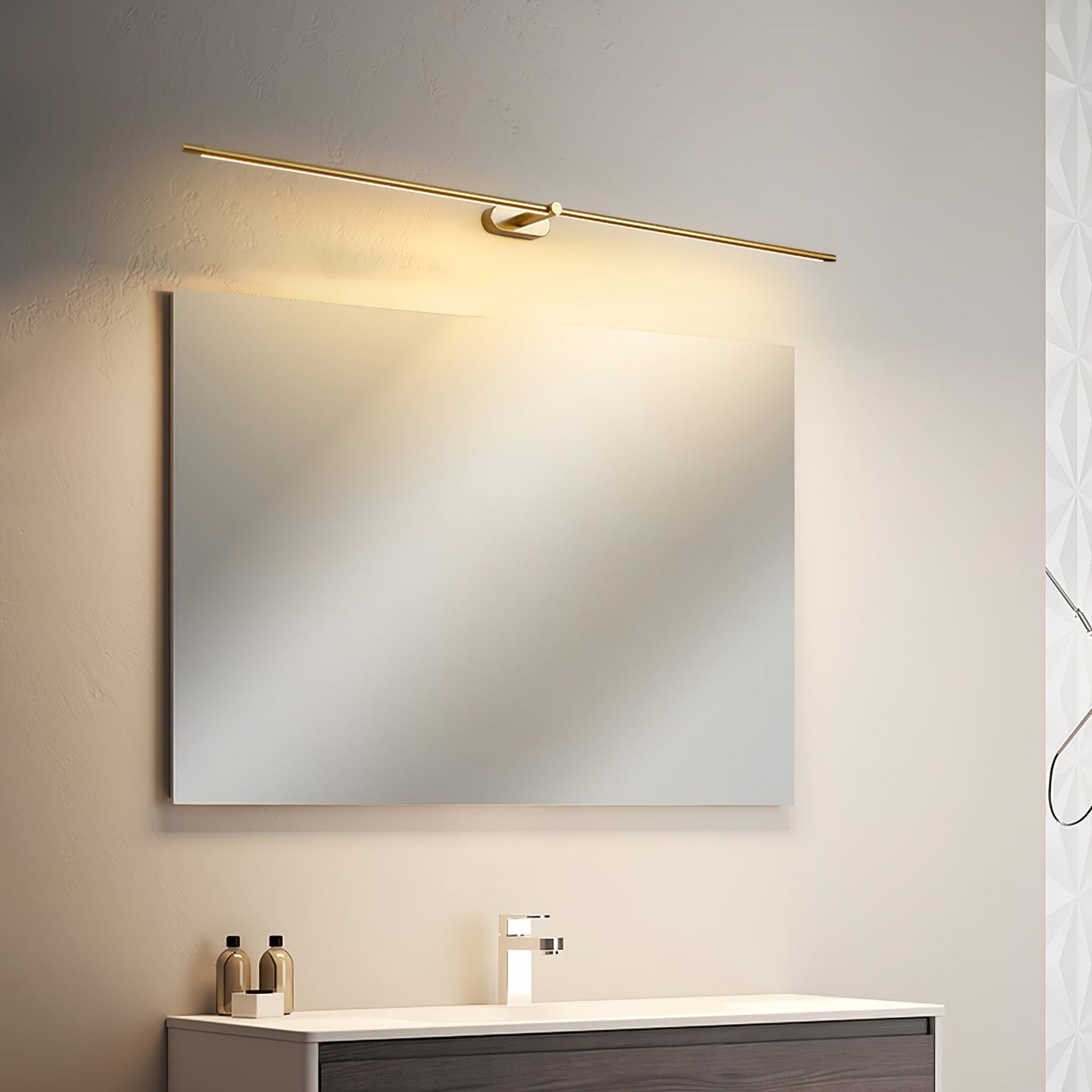 Minimalist Linear Wall Lamp | Metal with Integrated LED | Black or Gold