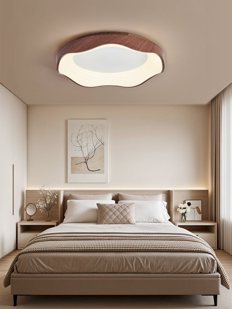 Mirage Wave Ceiling Light | Walnut Wood Grain | 50cm