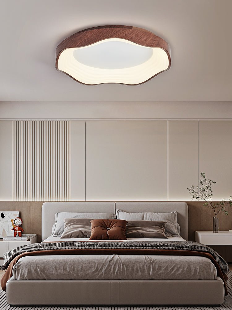 Mirage Wave Ceiling Light | Walnut Wood Grain | 50cm