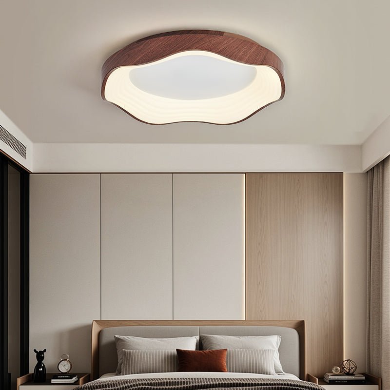 Mirage Wave Ceiling Light | Walnut Wood Grain | 50cm