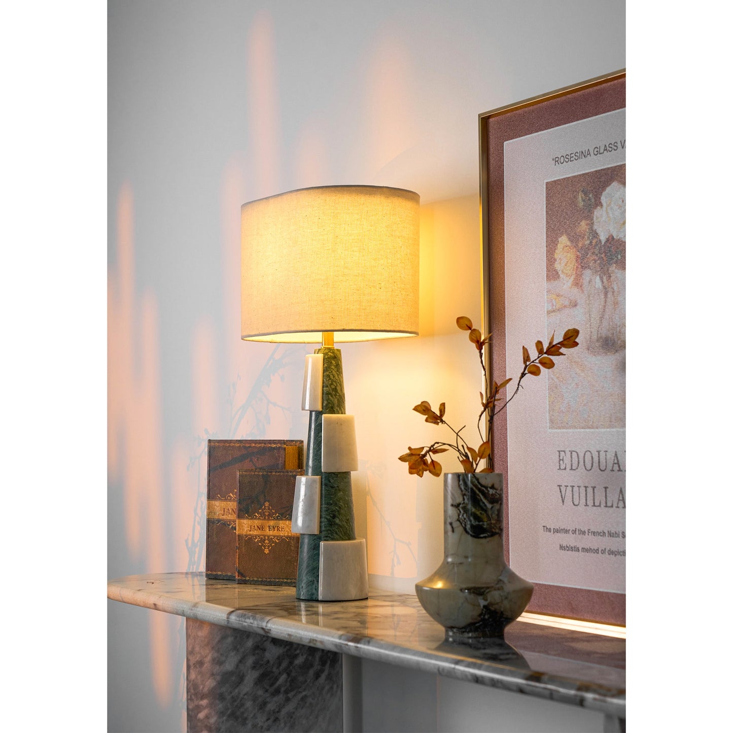 Duomo Marble Table Lamp | Marble & Fabric | Green & White