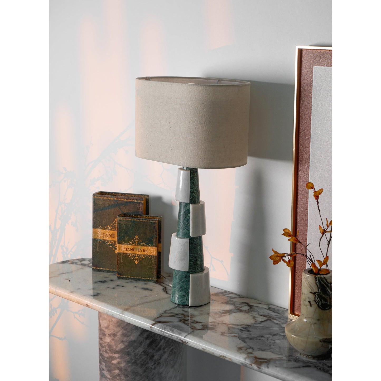 Duomo Marble Table Lamp | Marble & Fabric | Green & White