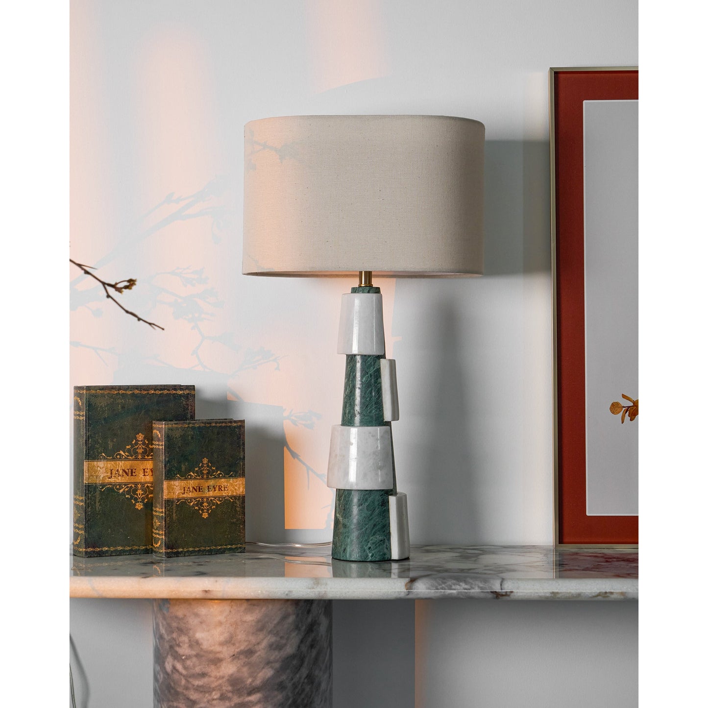 Duomo Marble Table Lamp | Marble & Fabric | Green & White