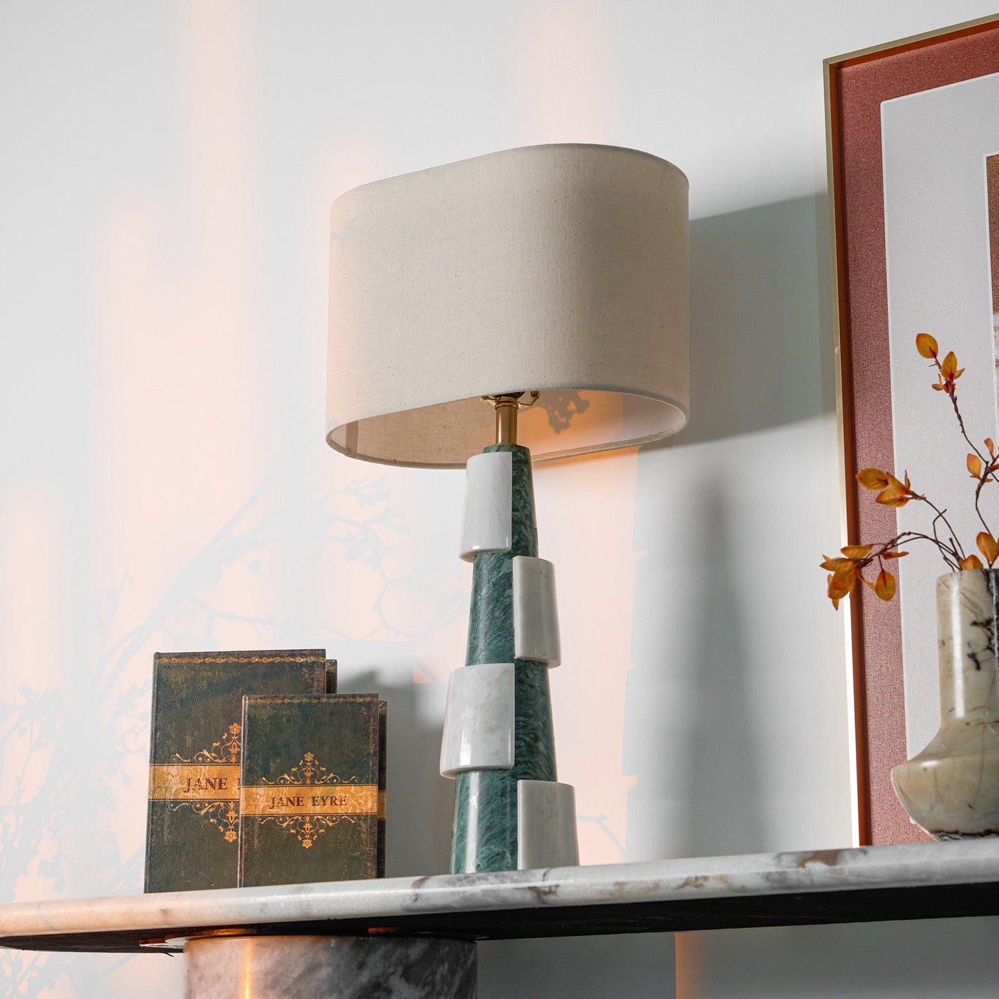Duomo Marble Table Lamp | Marble & Fabric | Green & White