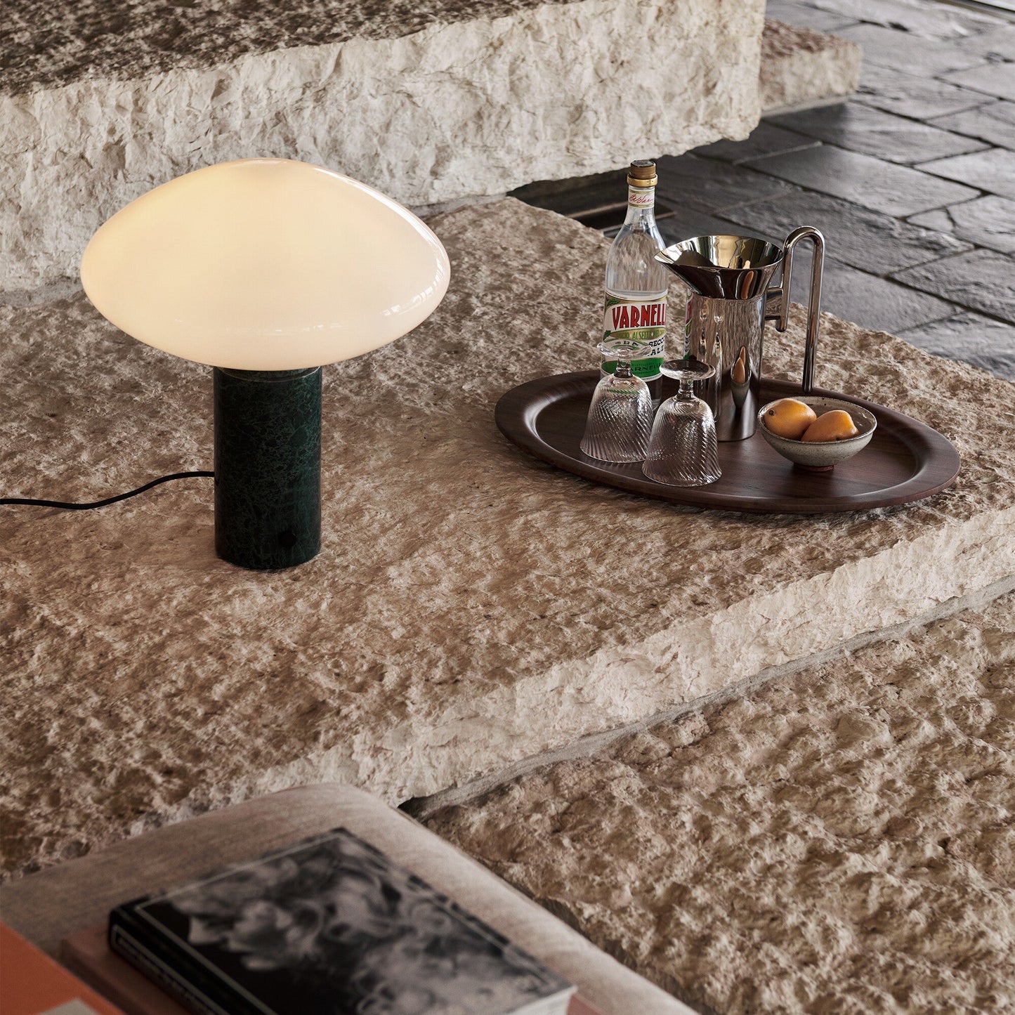 Mist Table Lamp | Marble Base & Glass Shade | Green & White