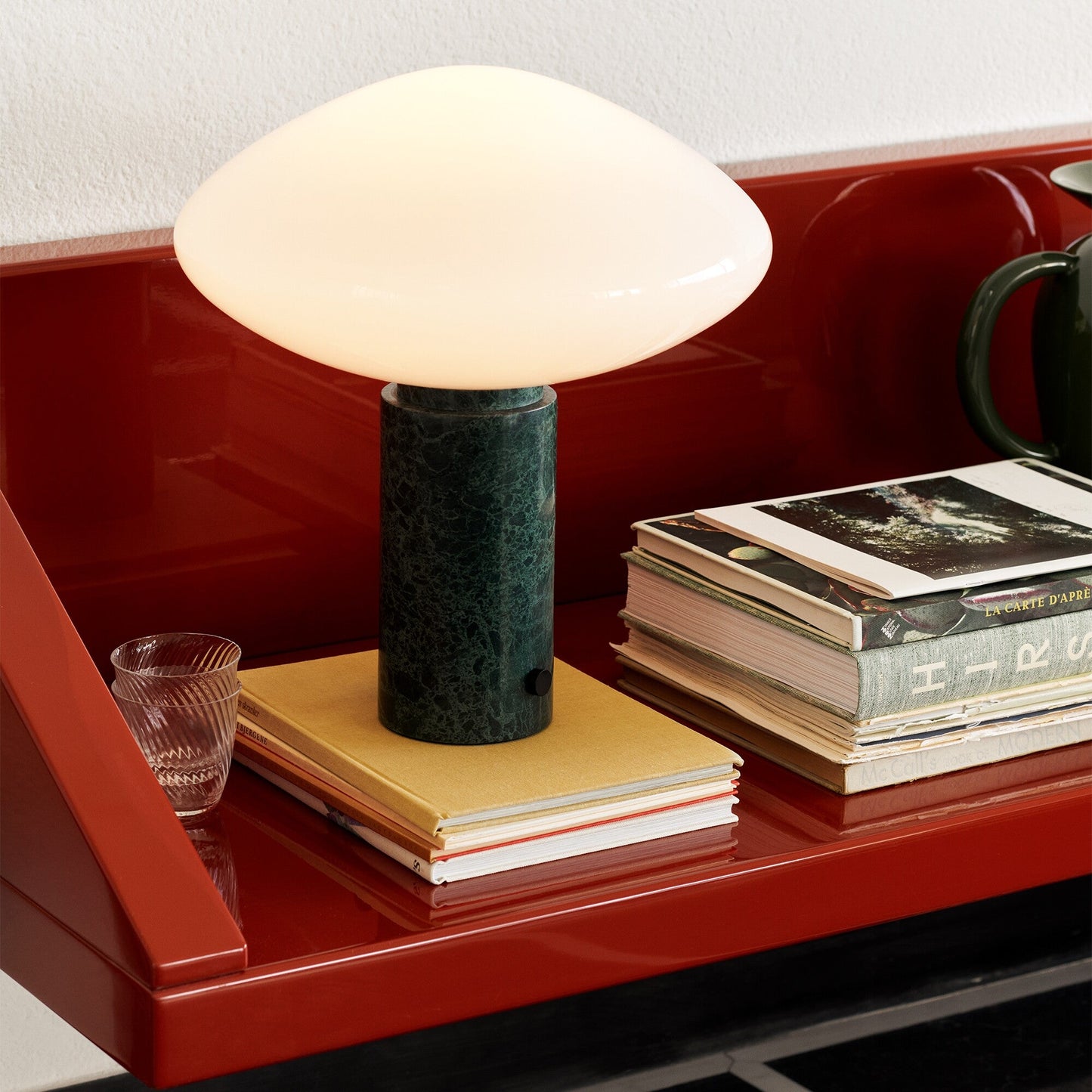 Mist Table Lamp | Marble Base & Glass Shade | Green & White