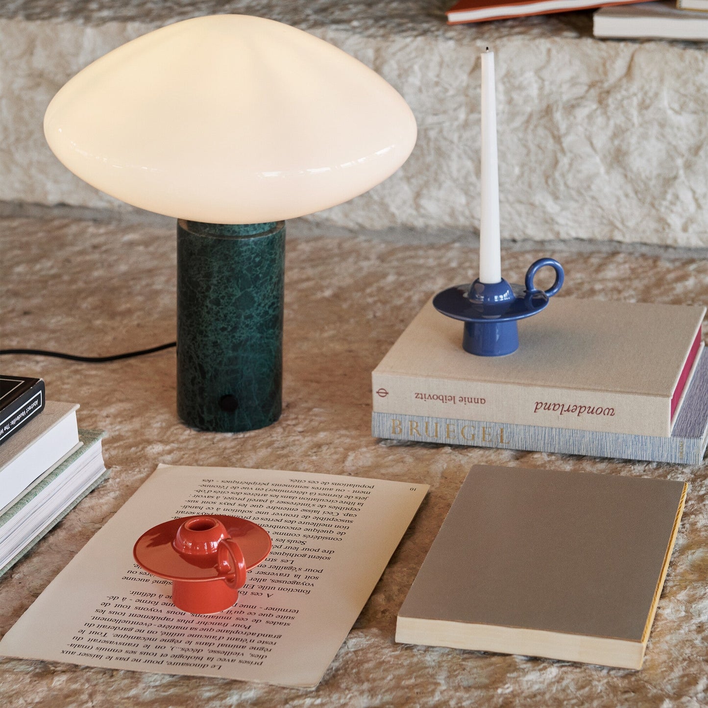 Mist Table Lamp | Marble Base & Glass Shade | Green & White
