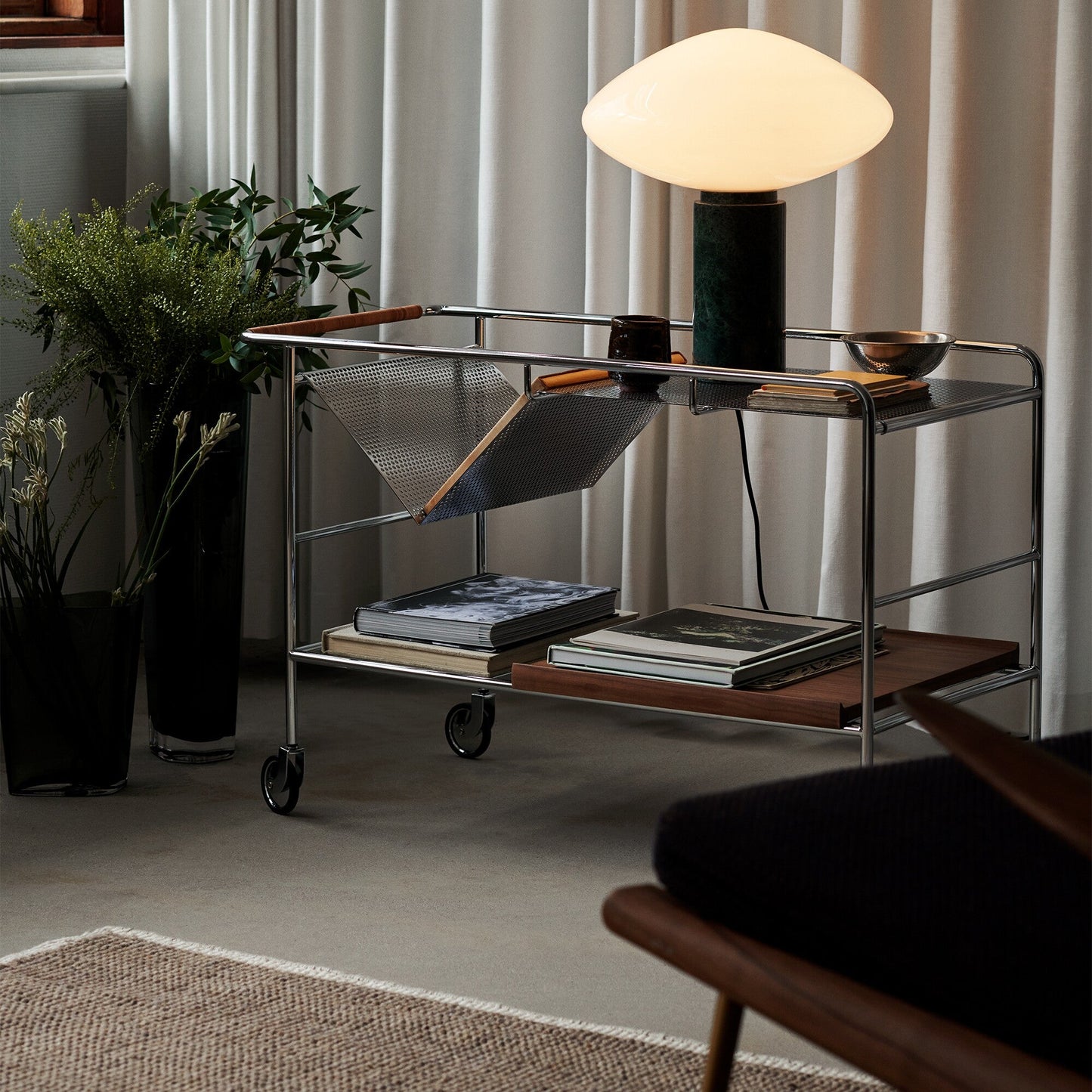 Mist Table Lamp | Marble Base & Glass Shade | Green & White