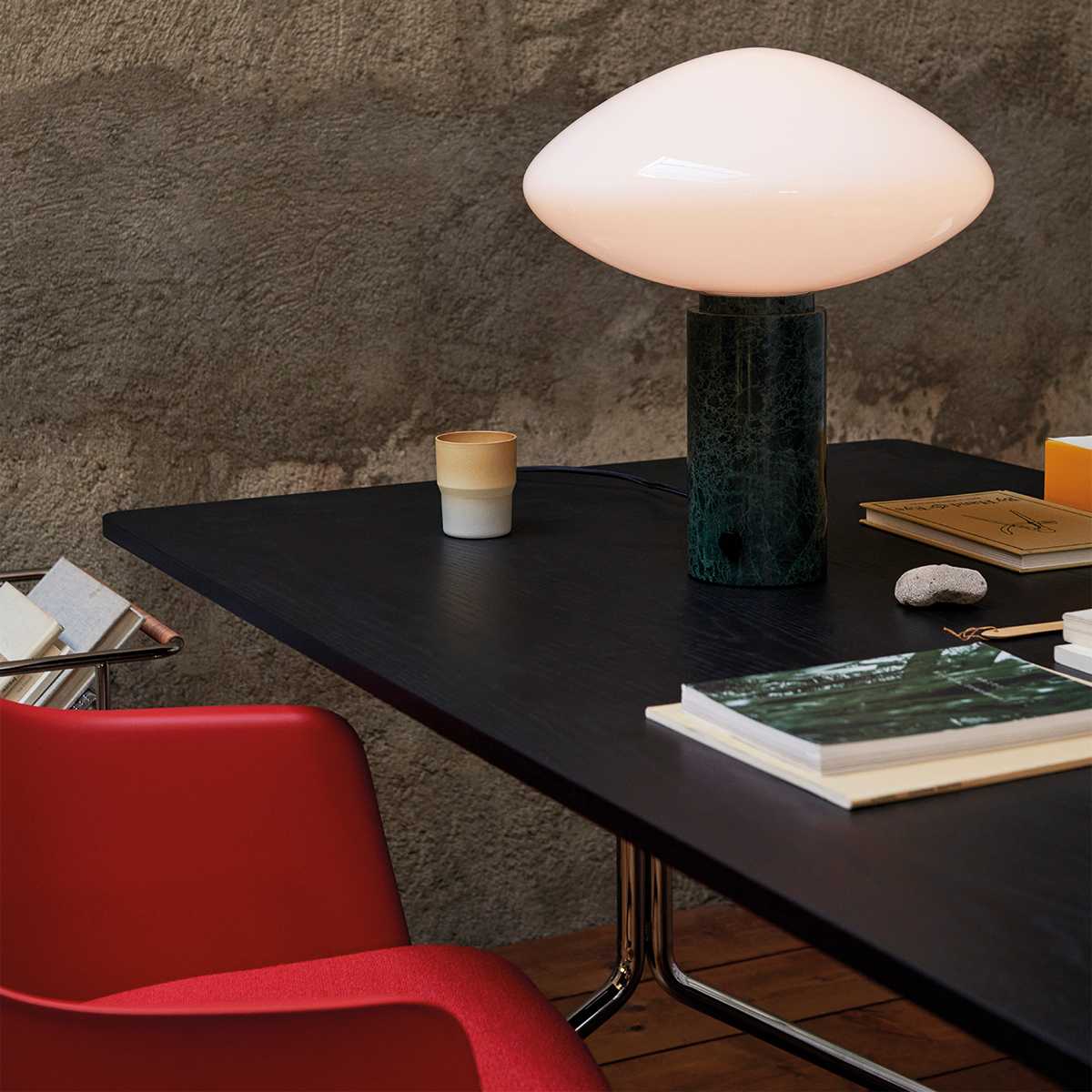 Mist Table Lamp | Marble Base & Glass Shade | Green & White