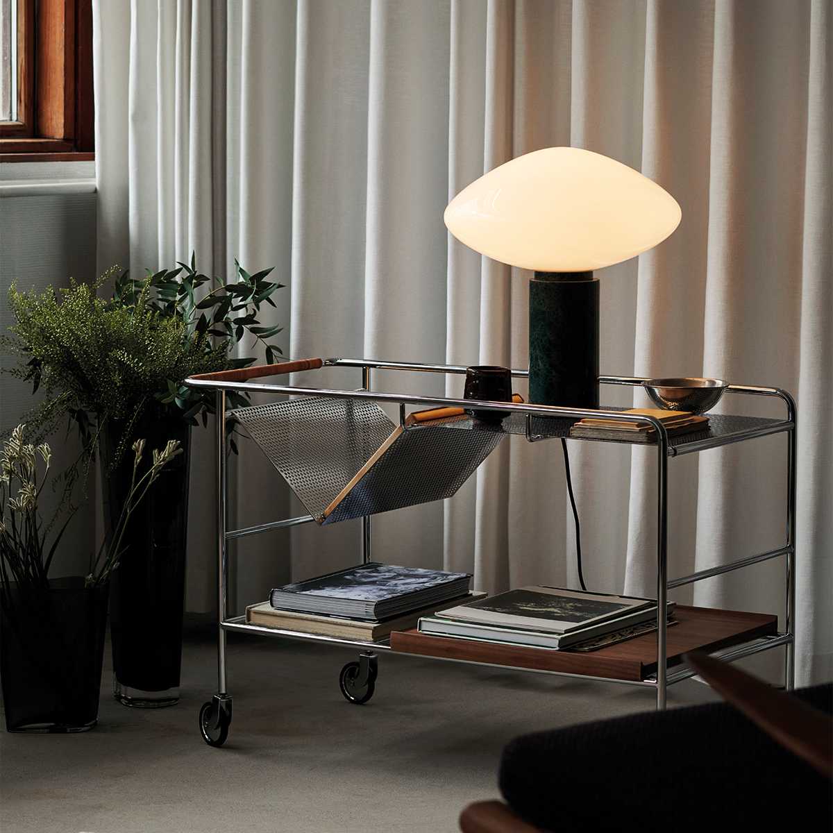 Mist Table Lamp | Marble Base & Glass Shade | Green & White