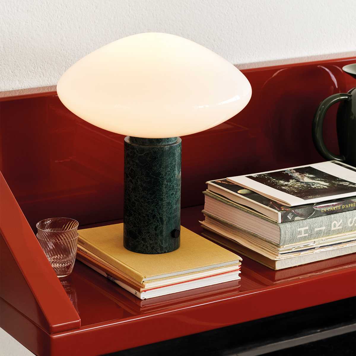 Mist Table Lamp | Marble Base & Glass Shade | Green & White