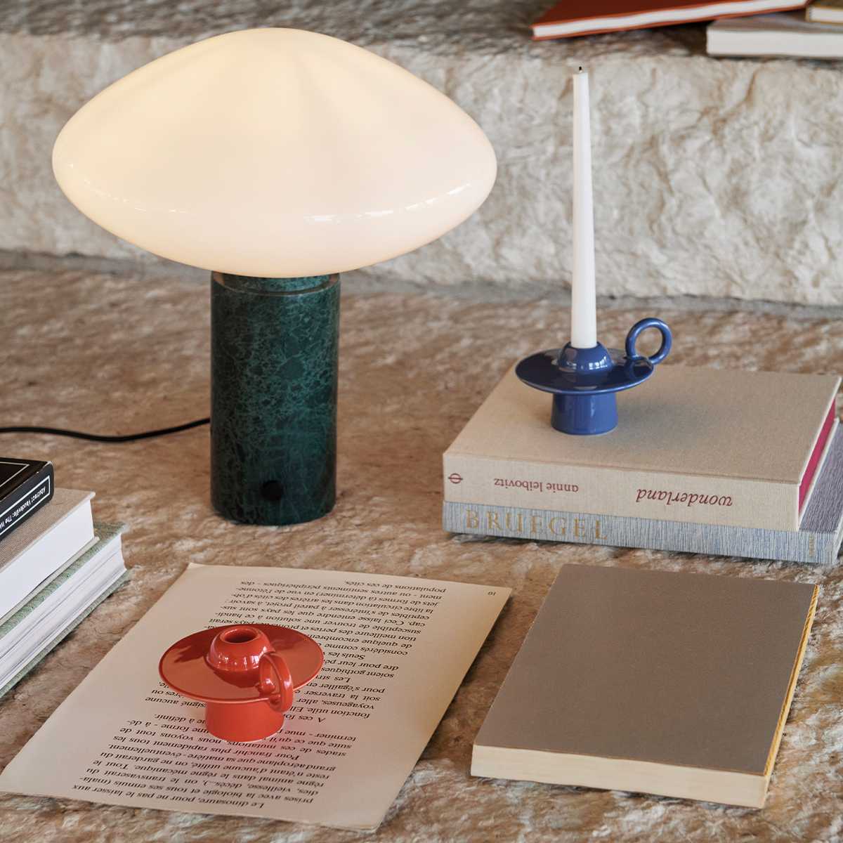Mist Table Lamp | Marble Base & Glass Shade | Green & White