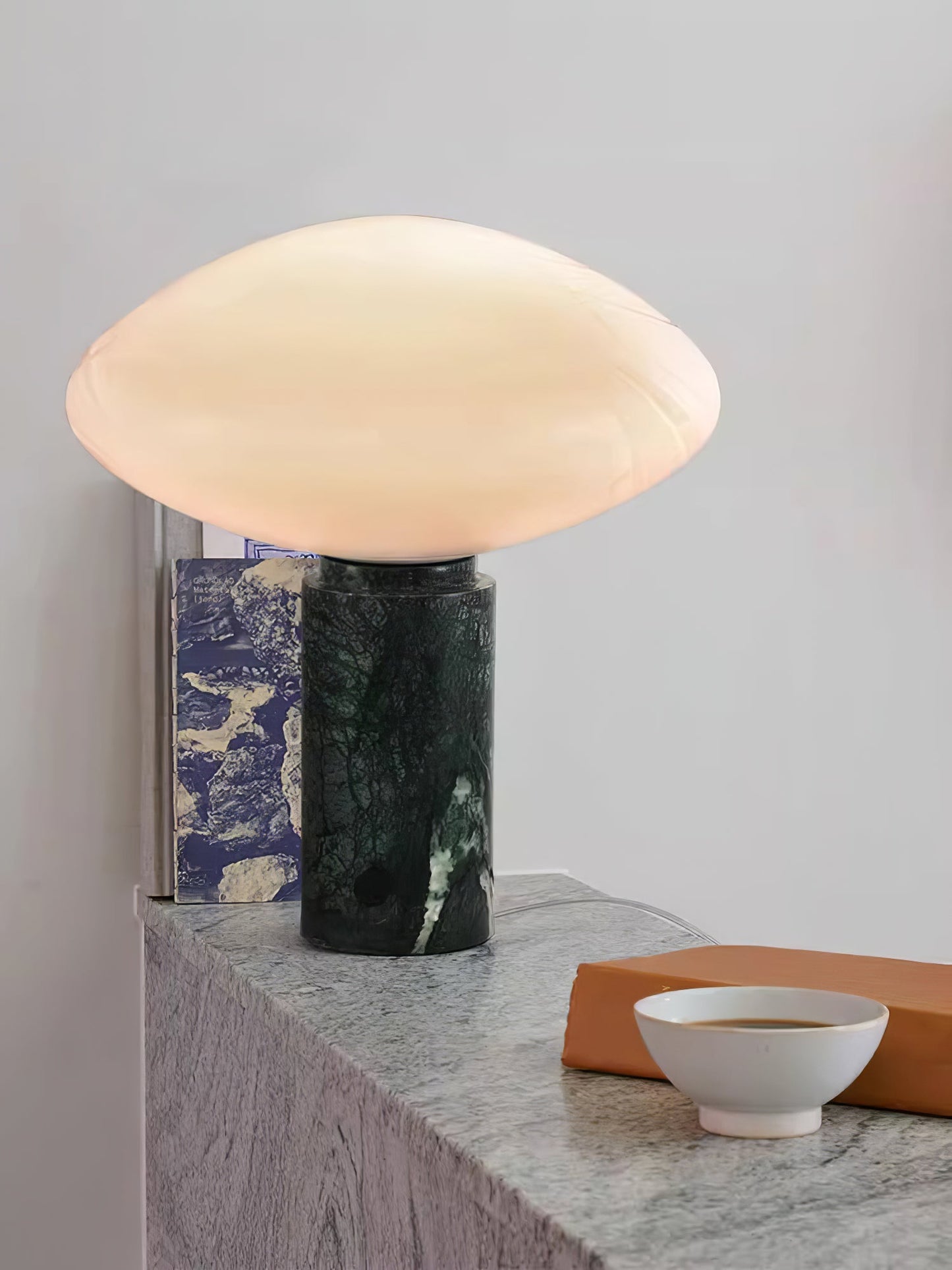 Mist Table Lamp | Marble Base & Glass Shade | Green & White