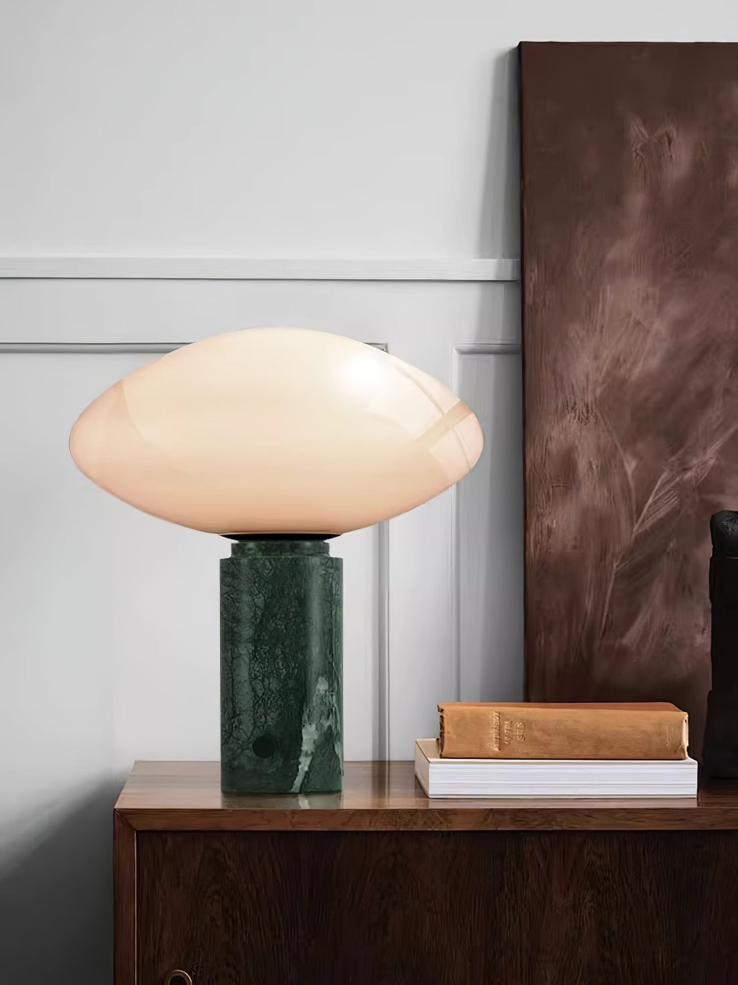 Mist Table Lamp | Marble Base & Glass Shade | Green & White