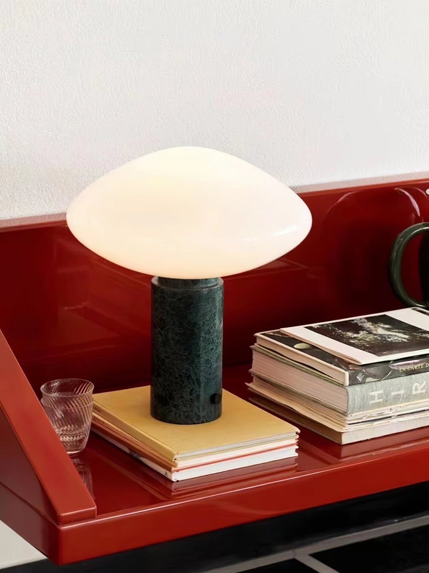 Mist Table Lamp | Marble Base & Glass Shade | Green & White