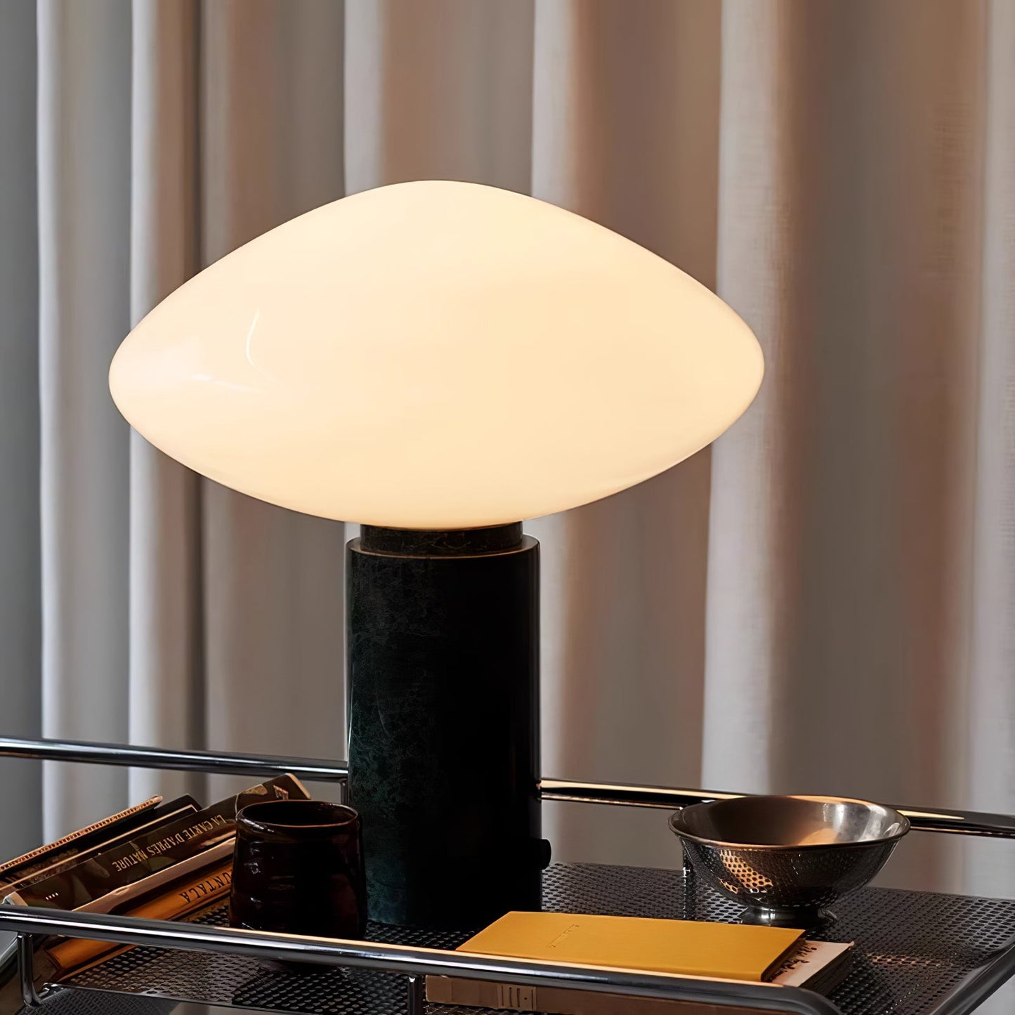Mist Table Lamp | Marble Base & Glass Shade | Green & White