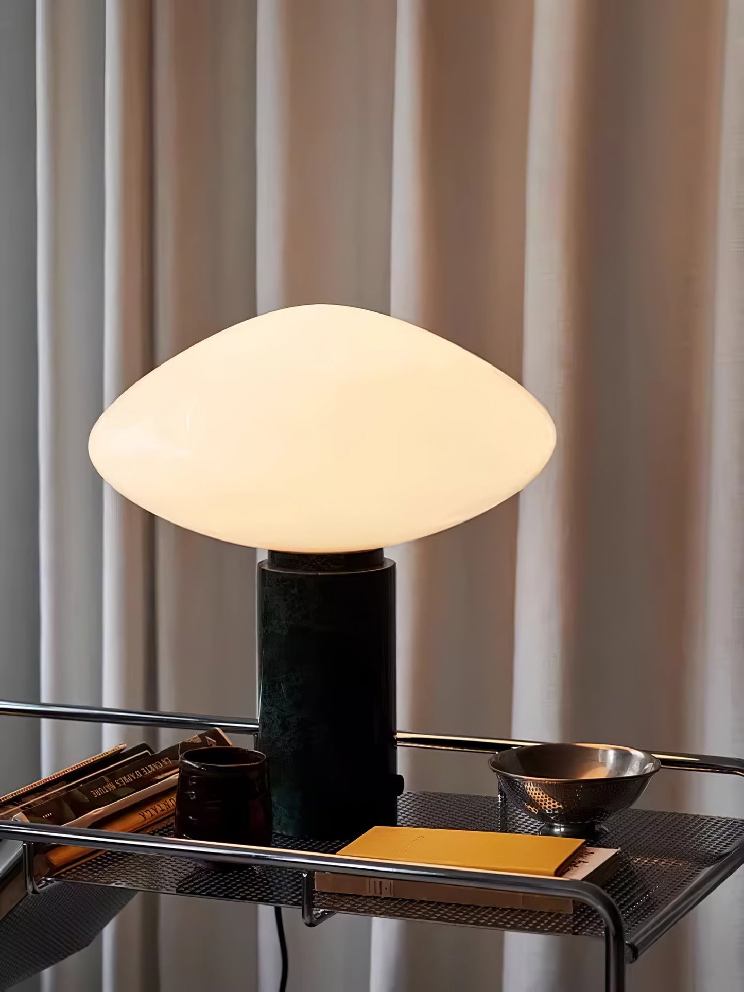 Mist Table Lamp | Marble Base & Glass Shade | Green & White