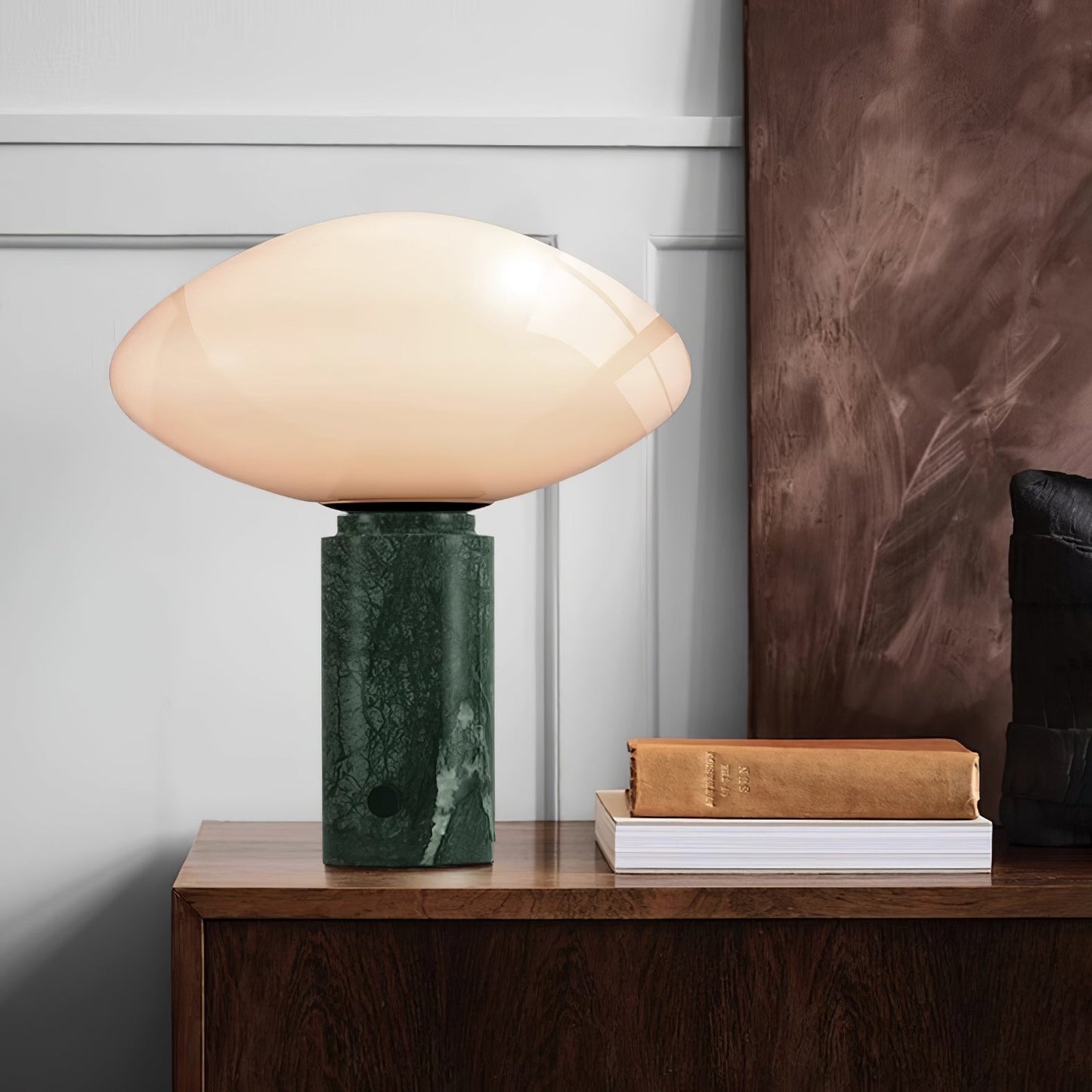 Mist Table Lamp | Marble Base & Glass Shade | Green & White